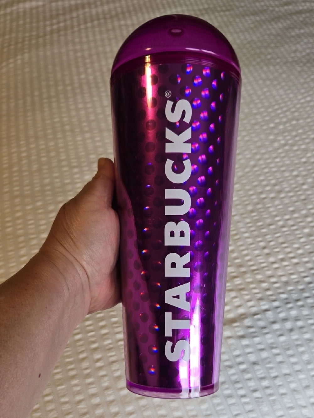 Starbucks Summer 2024 Purple Holographic Dots Dome Lid Venti Cold Cup Tumbler. 